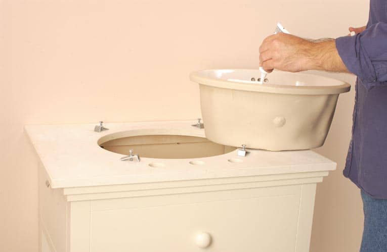 caulk edge of undermount bath sink bowl