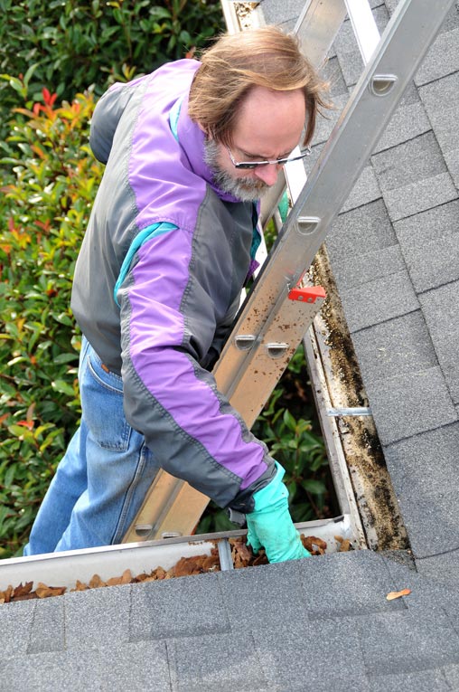 cleaning rain gutters